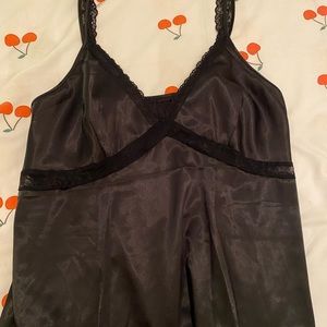 black lace slip dress